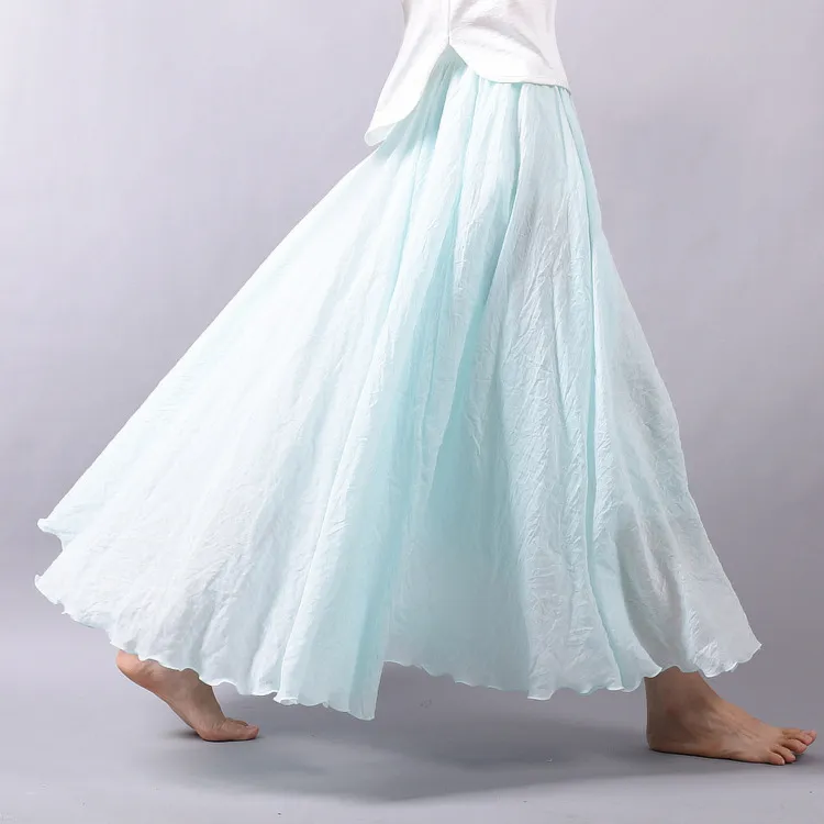 Cotton Solid Color Pleated Skirt