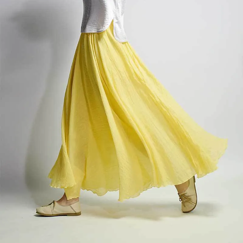 Cotton Solid Color Pleated Skirt