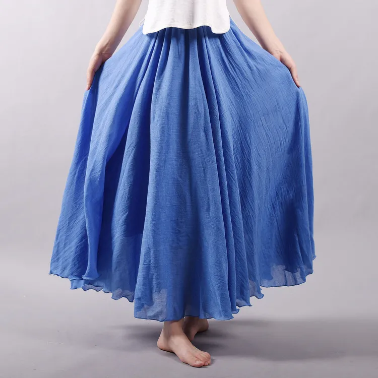 Cotton Solid Color Pleated Skirt