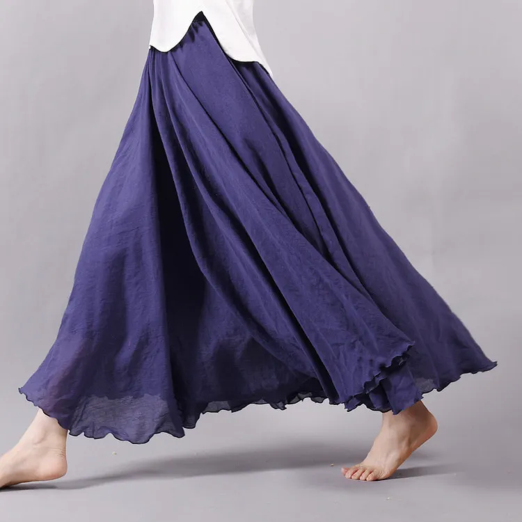 Cotton Solid Color Pleated Skirt