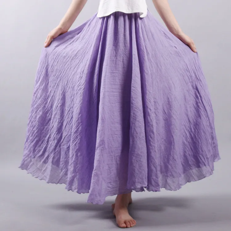 Cotton Solid Color Pleated Skirt