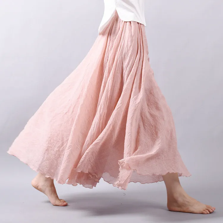 Cotton Solid Color Pleated Skirt