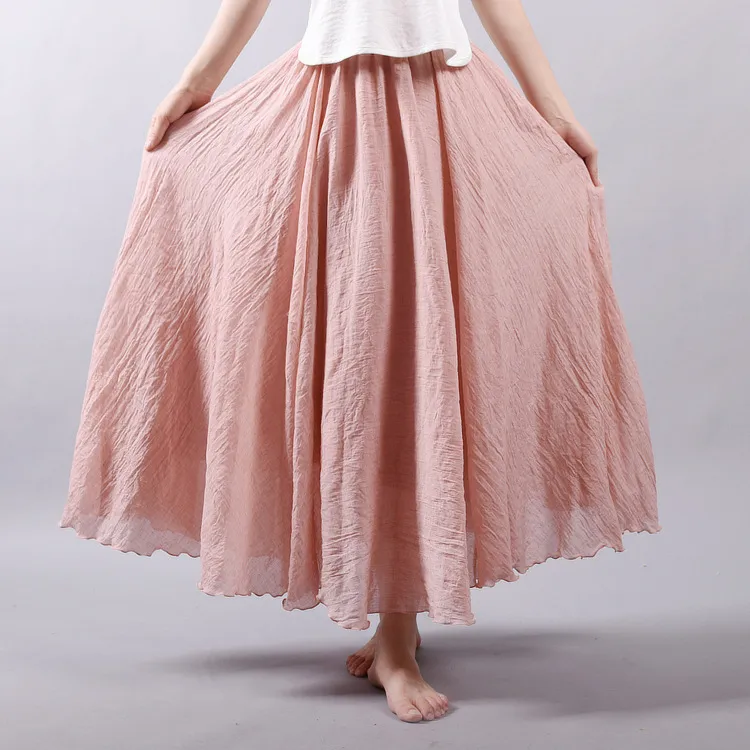 Cotton Solid Color Pleated Skirt