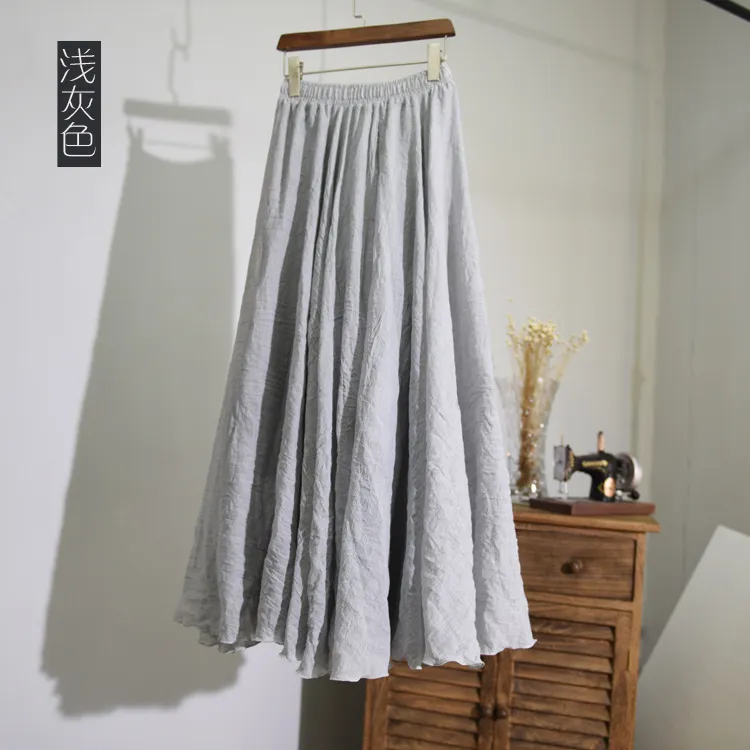 Cotton Solid Color Pleated Skirt