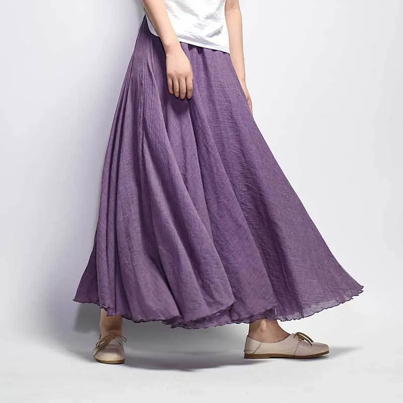 Cotton Solid Color Pleated Skirt