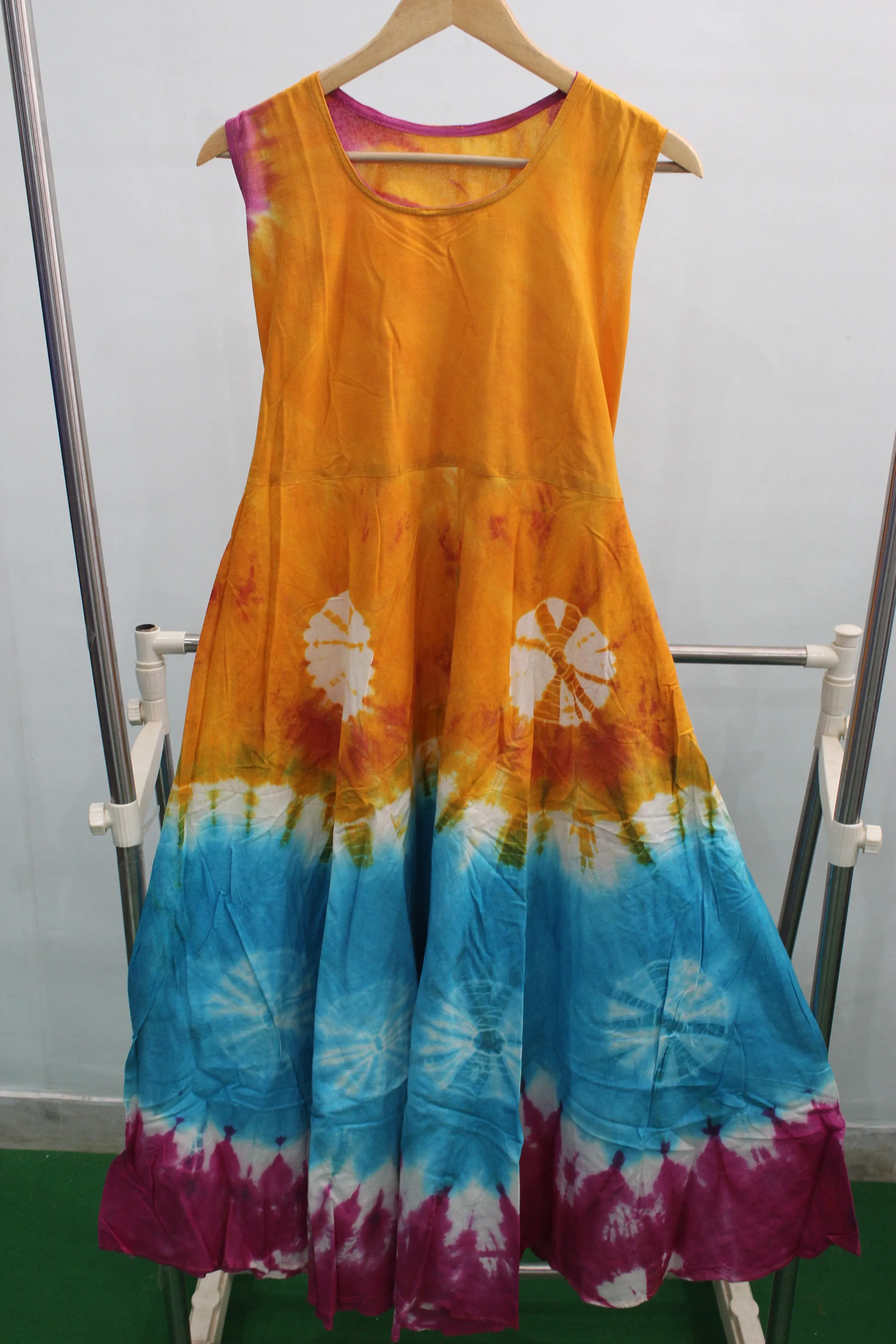 Cotton Tie-Dye Maxi Dress Boho Hippie Clothes Beach Summer Dress for Women