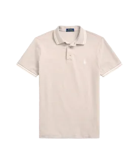 Custom Slim Fit Stretch Mesh Polo Shirt - Beige