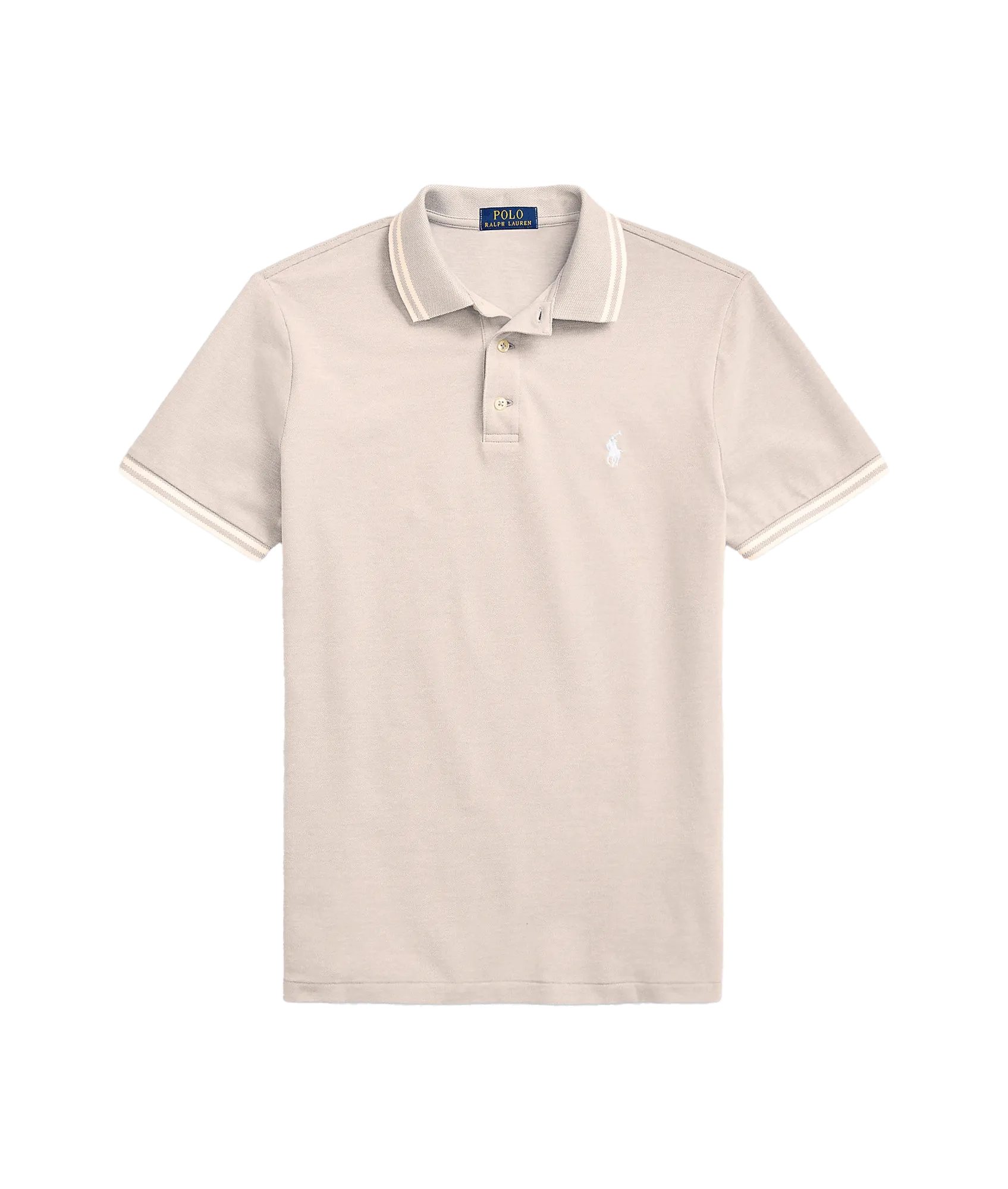 Custom Slim Fit Stretch Mesh Polo Shirt - Beige