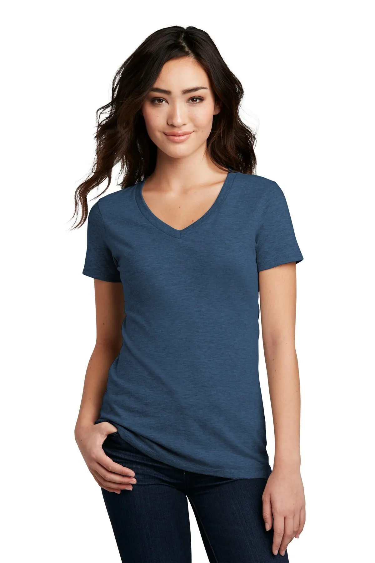 District Women's Perfect Blend CVC V-Neck Tee. DM1190L