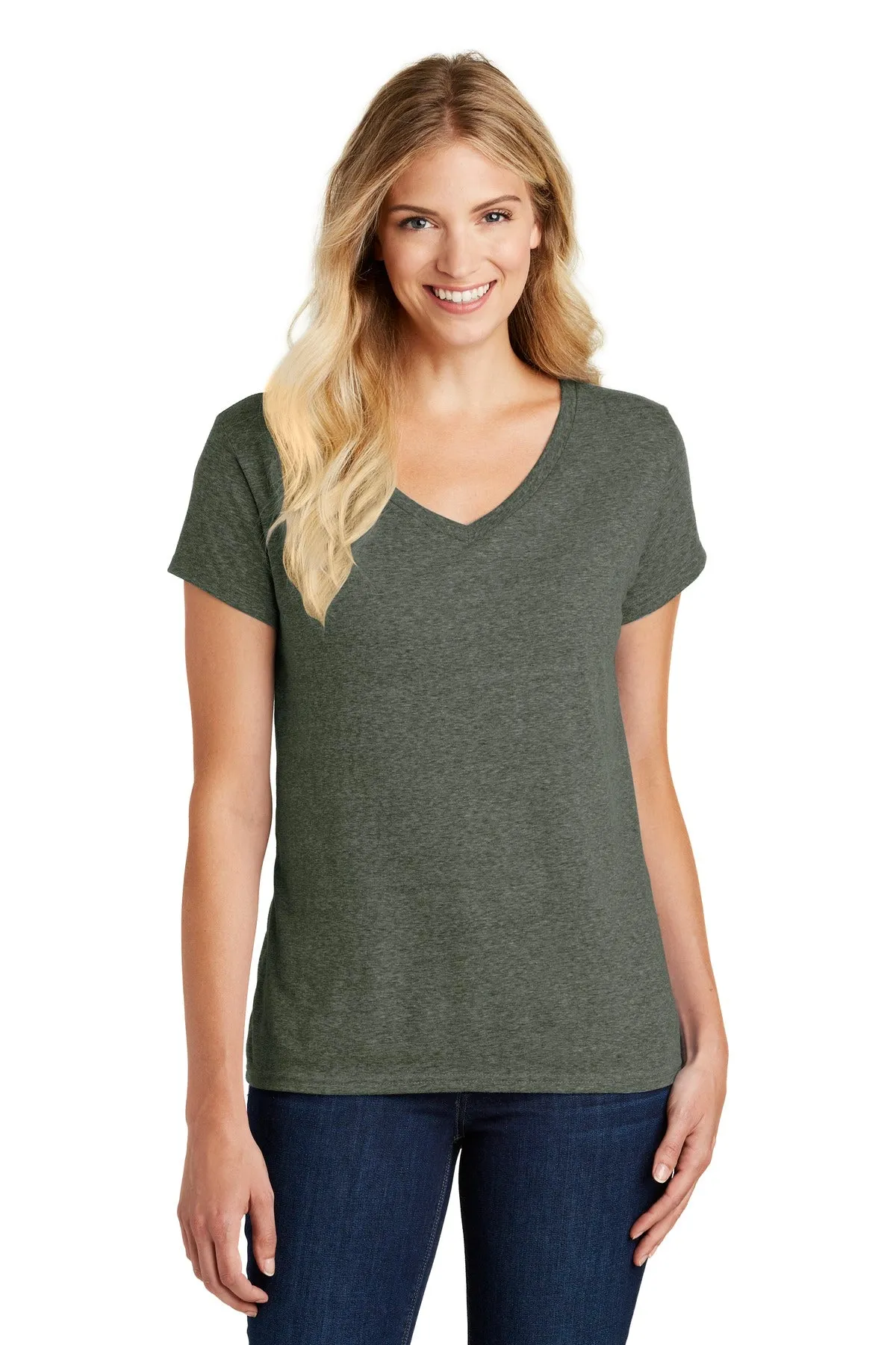 District Women's Perfect Blend CVC V-Neck Tee. DM1190L