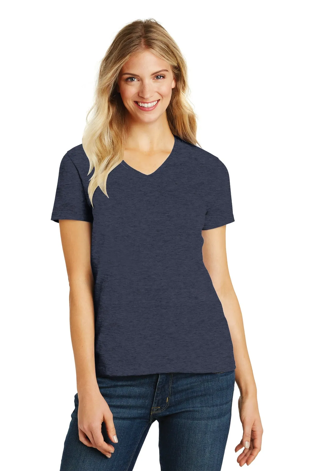 District Women's Perfect Blend CVC V-Neck Tee. DM1190L