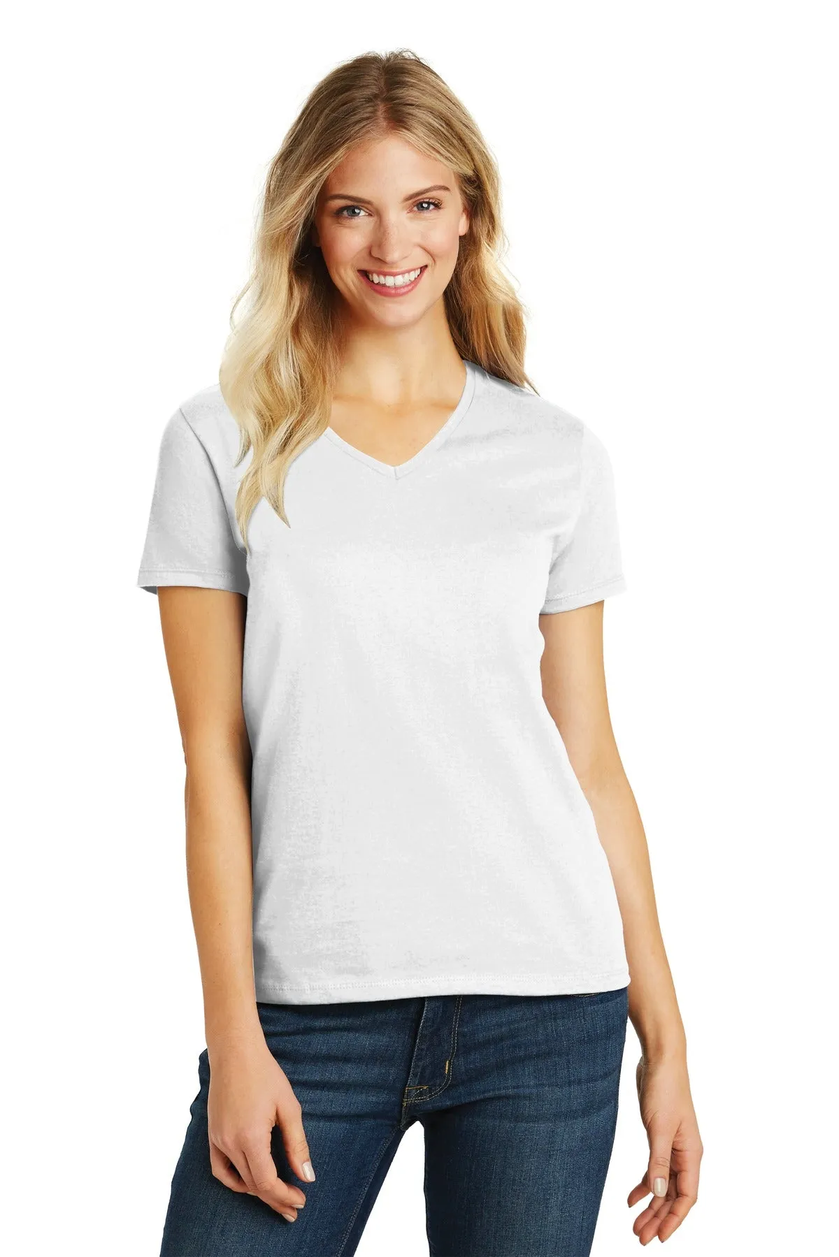 District Women's Perfect Blend CVC V-Neck Tee. DM1190L