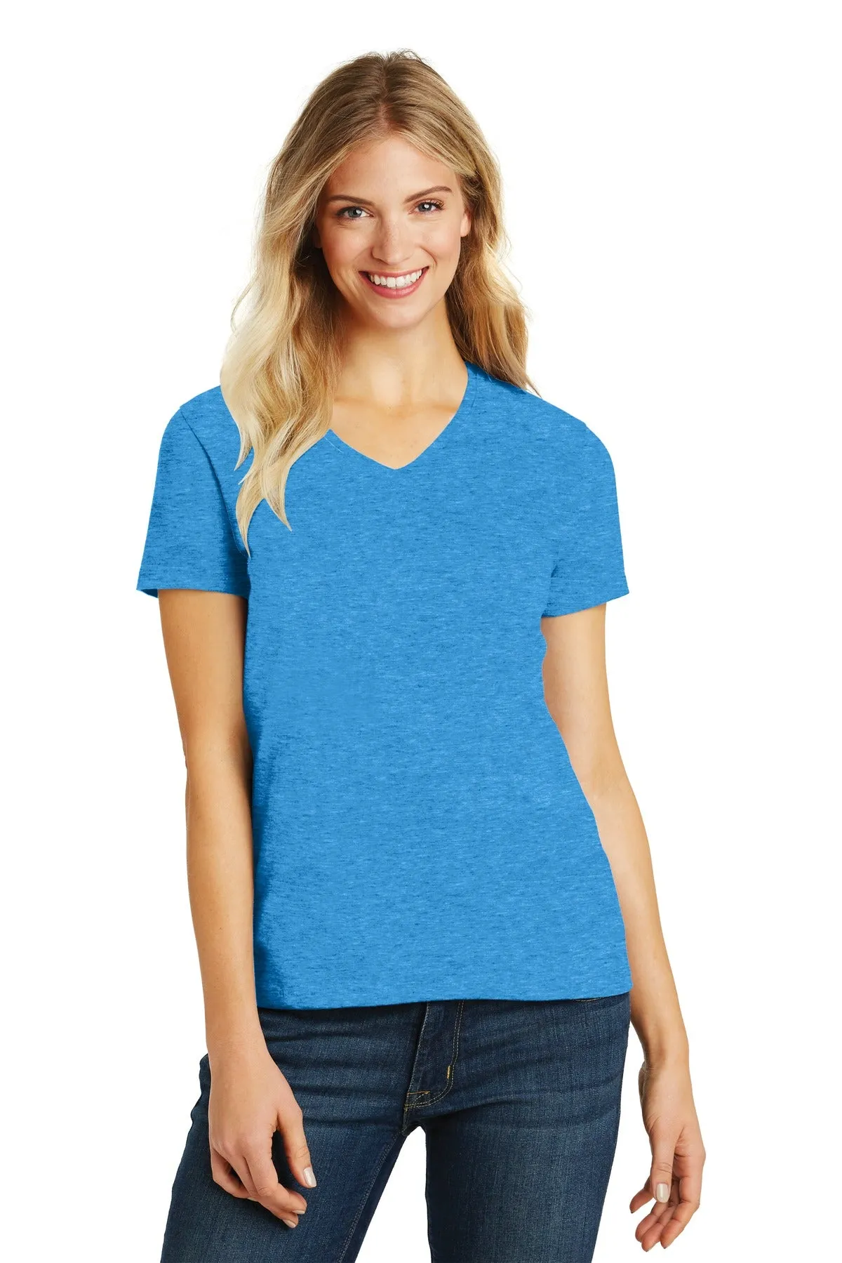 District Women's Perfect Blend CVC V-Neck Tee. DM1190L