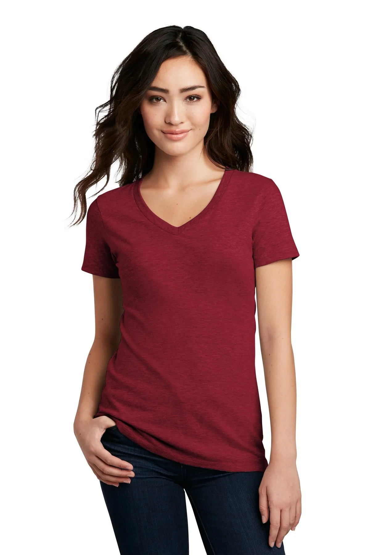 District Women's Perfect Blend CVC V-Neck Tee. DM1190L