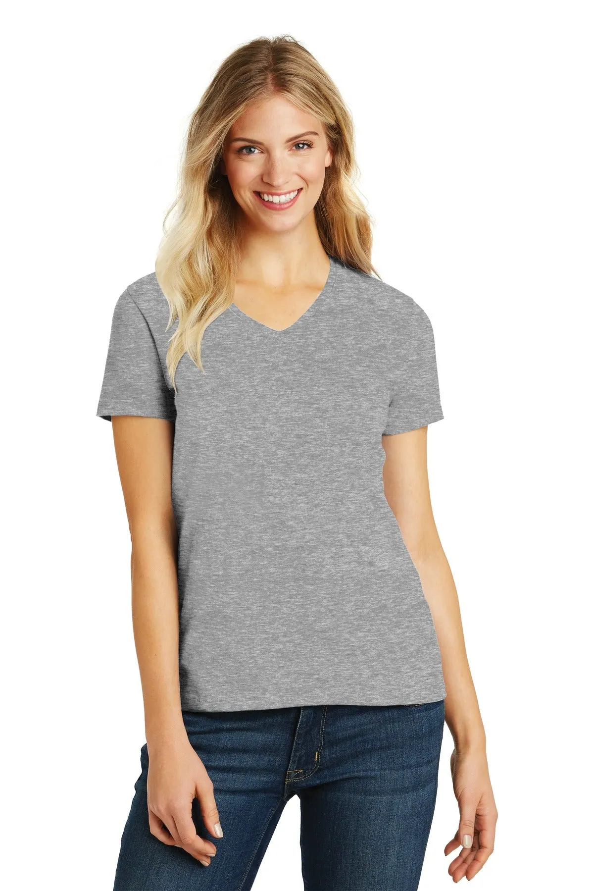 District Women's Perfect Blend CVC V-Neck Tee. DM1190L