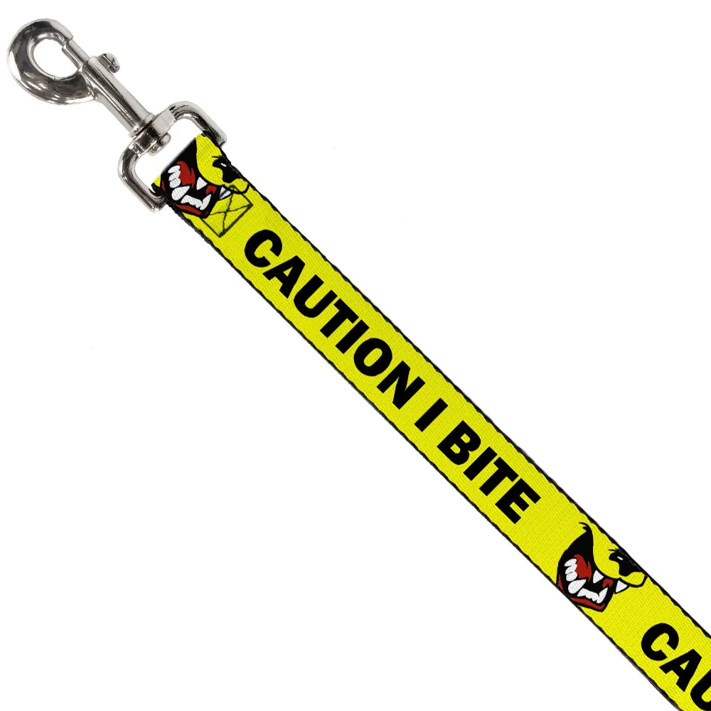 Dog Leash - Pet Quote CAUTION I BITE/Dog Growl Yellow/Black by Buckle-Down