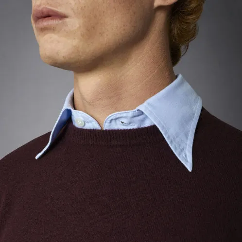 Doppelganger - Men 'Burgundy' Lambswool Blend Crew Neck Sweater D298