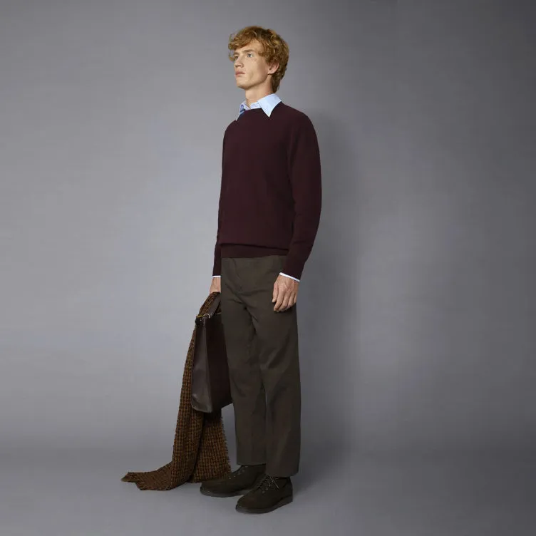 Doppelganger - Men 'Burgundy' Lambswool Blend Crew Neck Sweater D298