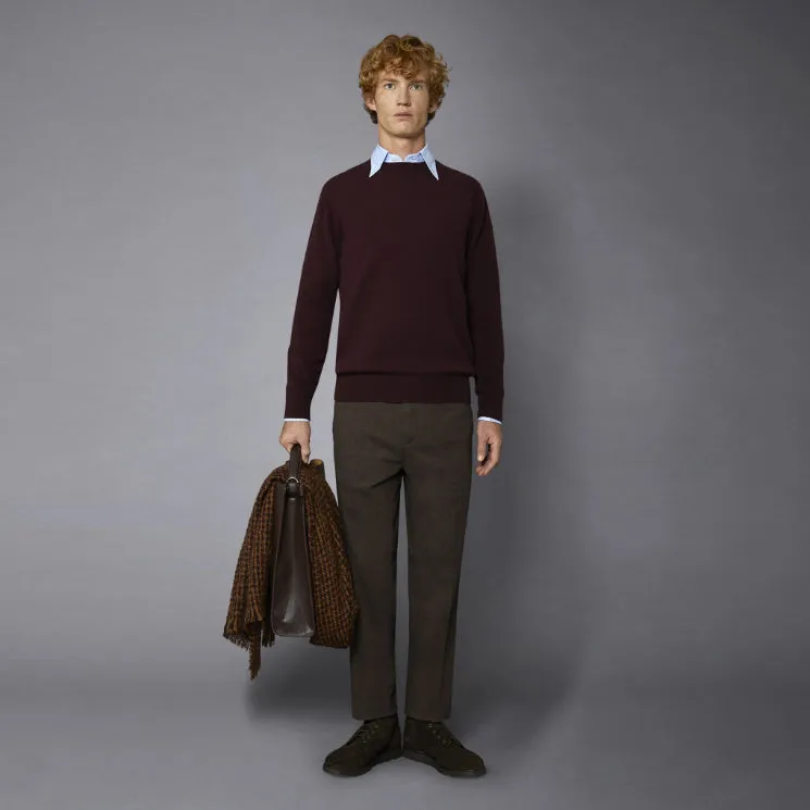 Doppelganger - Men 'Burgundy' Lambswool Blend Crew Neck Sweater D298