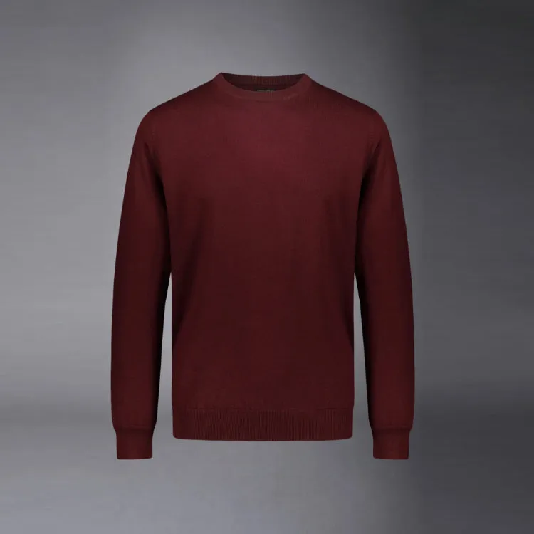 Doppelganger - Men 'Burgundy' Lambswool Blend Crew Neck Sweater D298