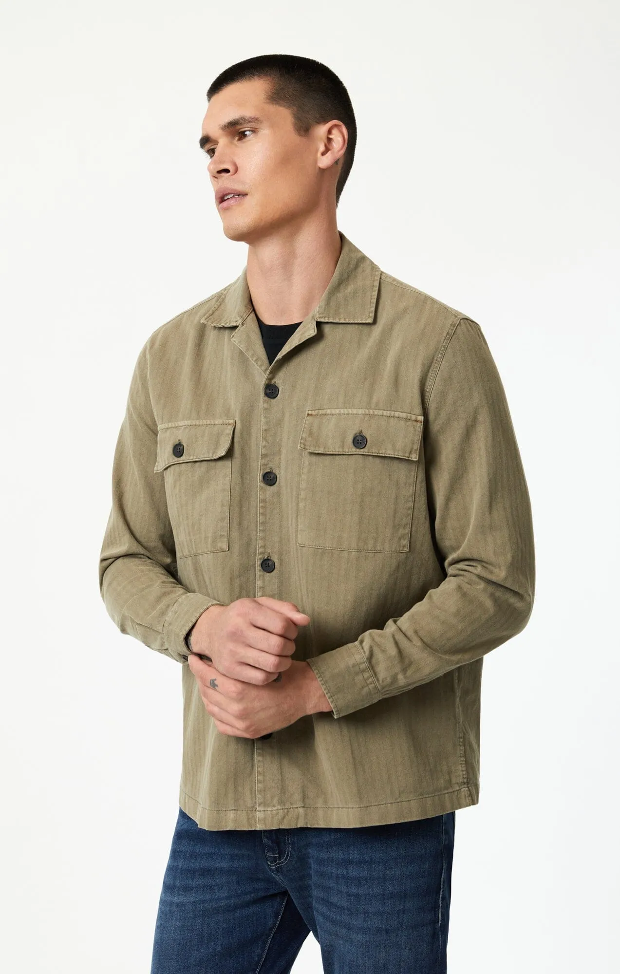 DOUBLE POCKET OVERSHIRT IN MERMAID