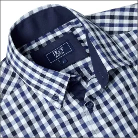 Drifter Ivano Navy, white & Blue Check Shirt^