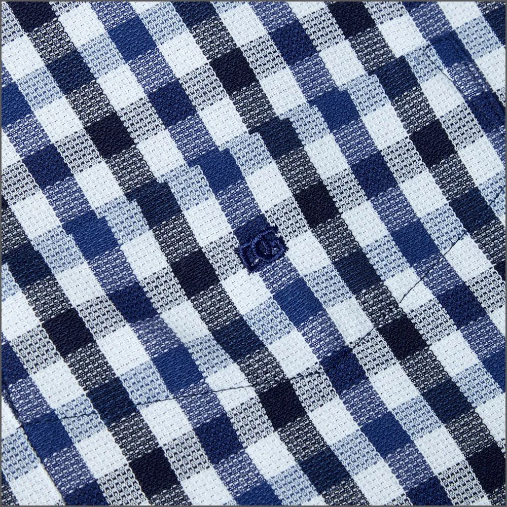 Drifter Ivano Navy, white & Blue Check Shirt^