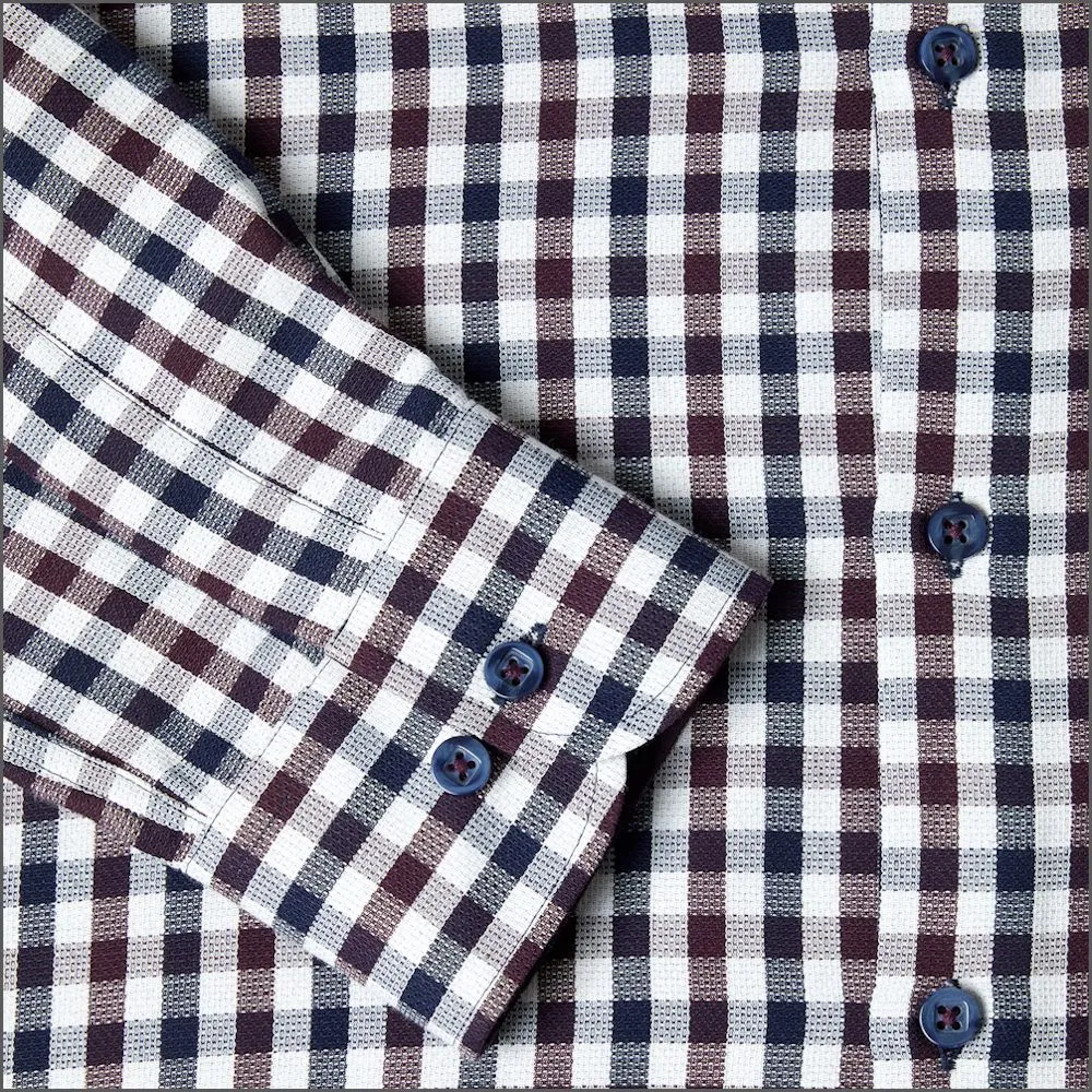 Drifter Ivano Purple, white & Navy Check Shirt^