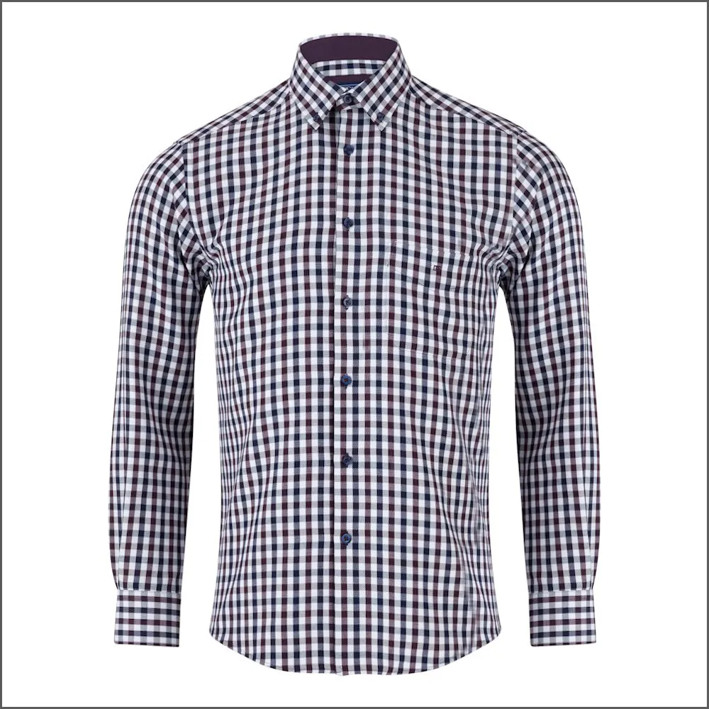 Drifter Ivano Purple, white & Navy Check Shirt^