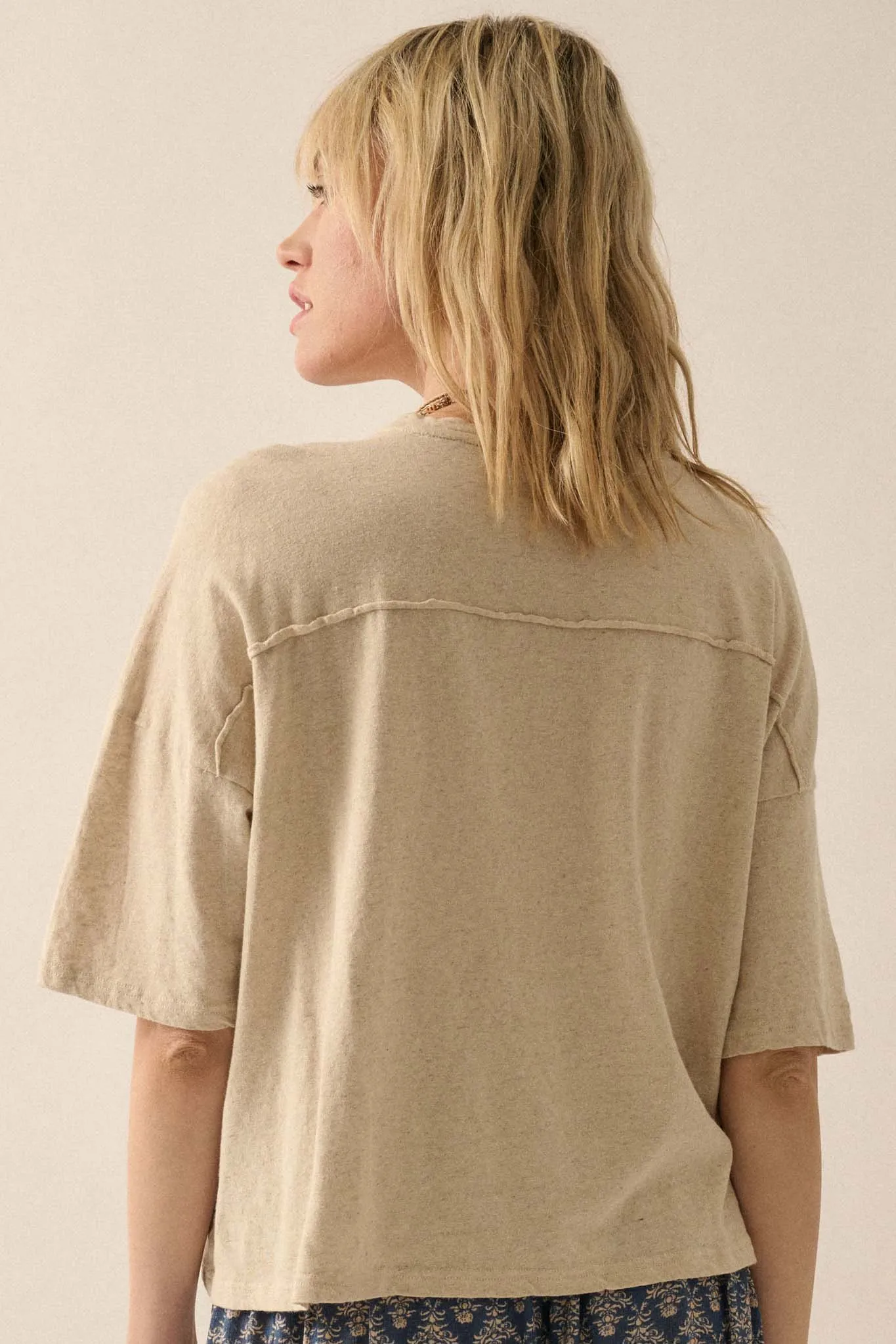 Easy Fit Raw-Edge Loose-Fit Pocket Tee