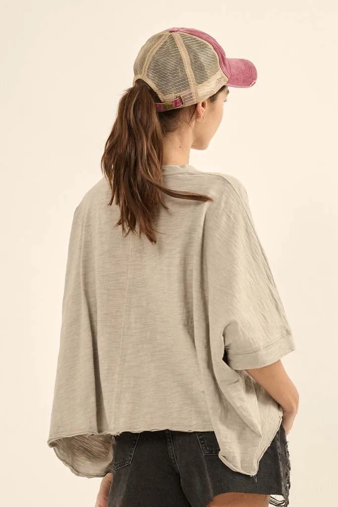 Easy Fit Vintage-Wash Cotton Oversized Boxy Tee