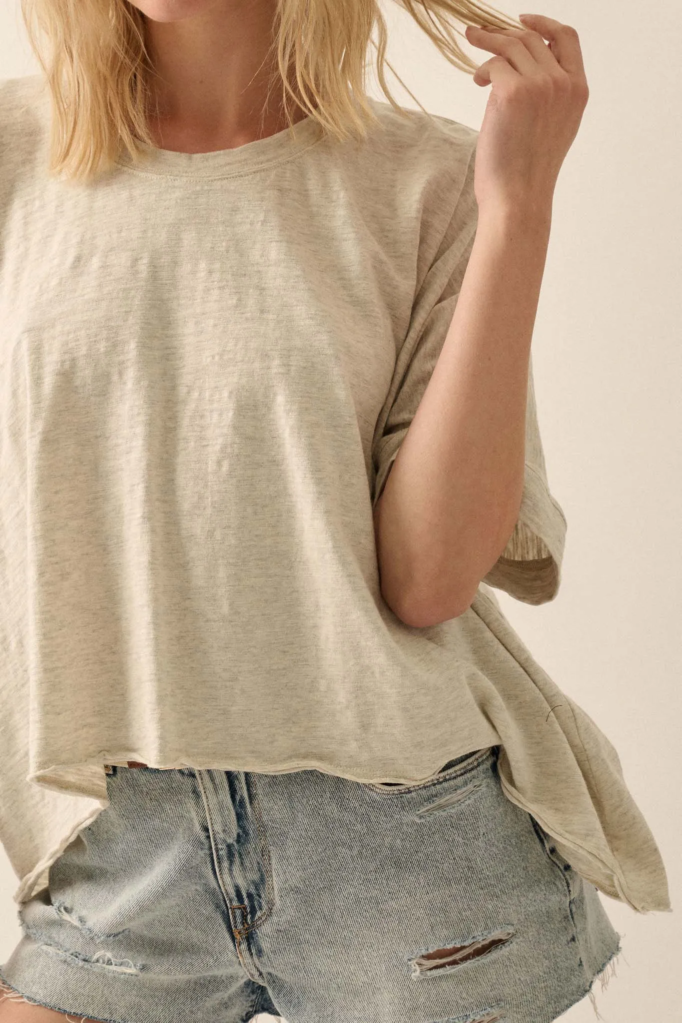 Easy Fit Vintage-Wash Cotton Oversized Boxy Tee