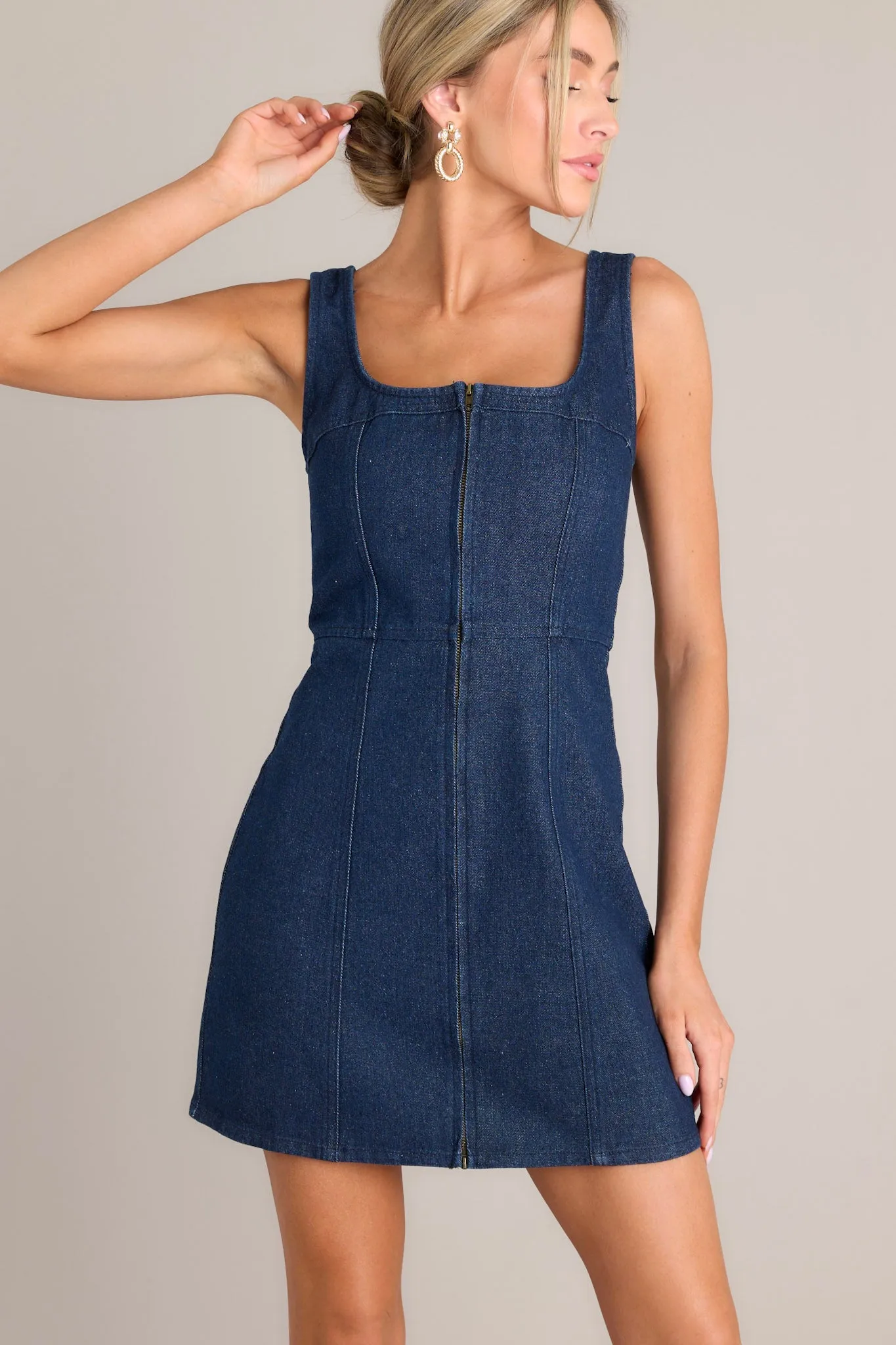 Escaping Shadows Dark Wash Denim Mini Dress