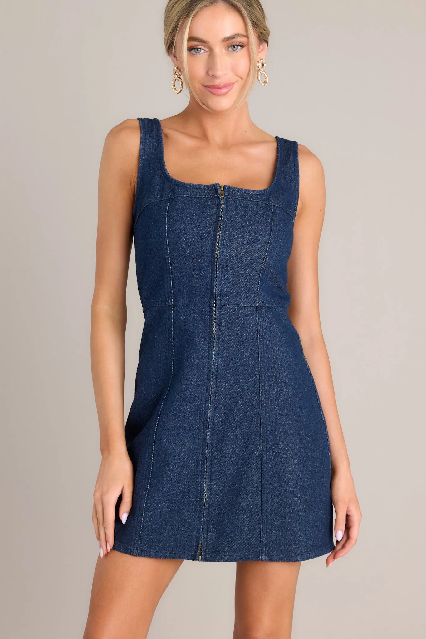 Escaping Shadows Dark Wash Denim Mini Dress