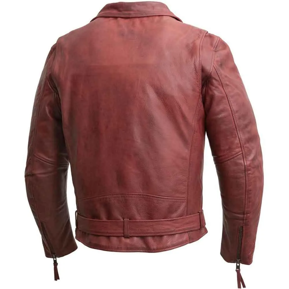 First Mfg Mens Fillmore Leather Motorcycle Jacket