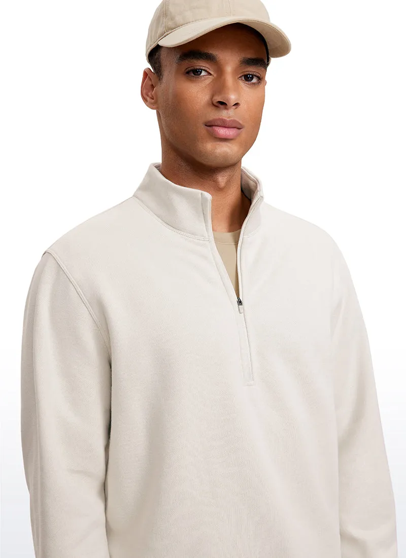 Fleece Lined Half Zip Sweatshirts Mock Neck