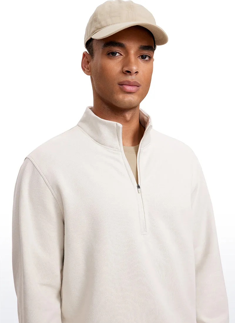 Fleece Lined Half Zip Sweatshirts Mock Neck