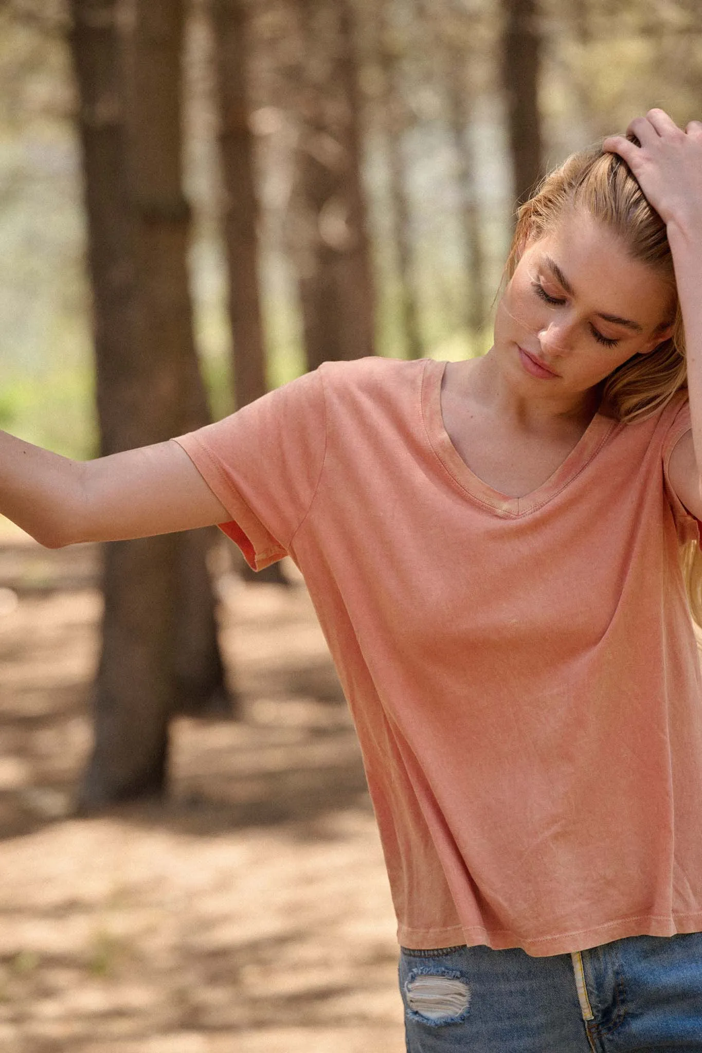 Forever Fave Vintage-Wash Cotton V-Neck Tee