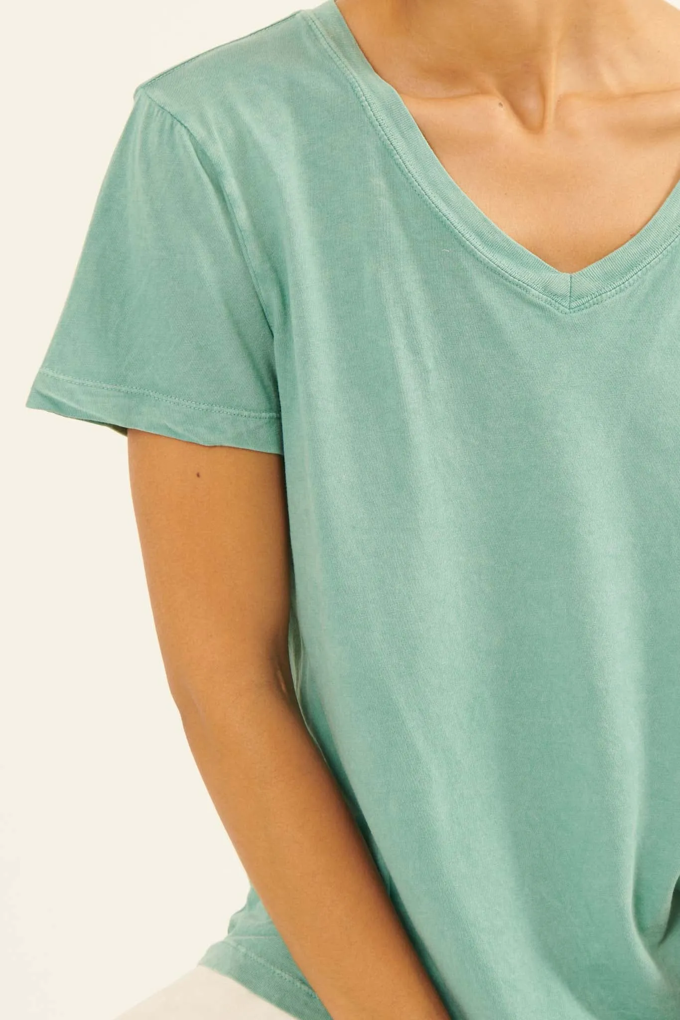 Forever Fave Vintage-Wash Cotton V-Neck Tee