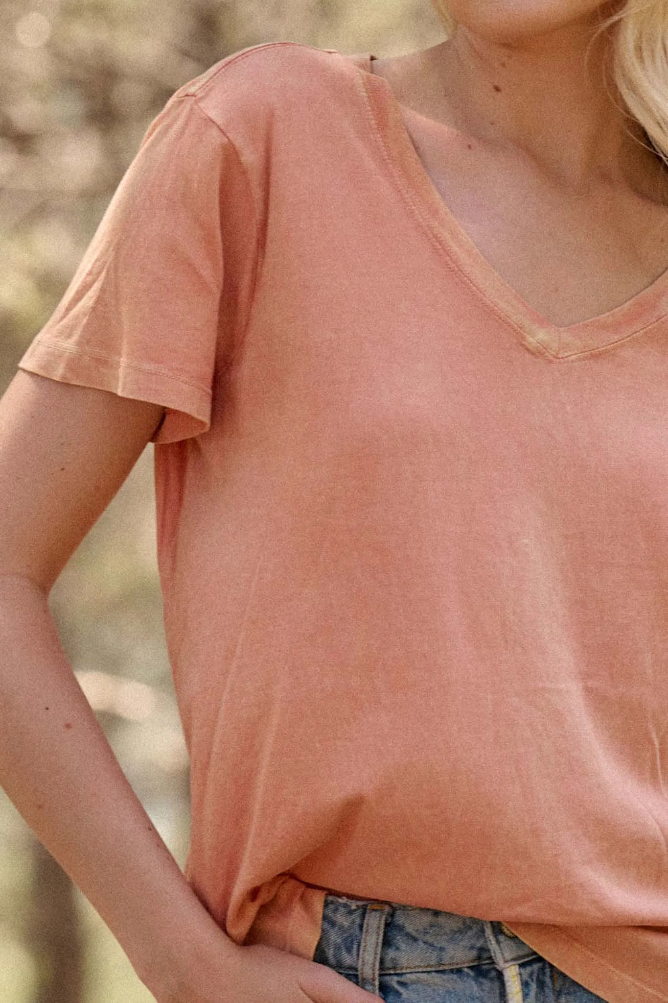 Forever Fave Vintage-Wash Cotton V-Neck Tee