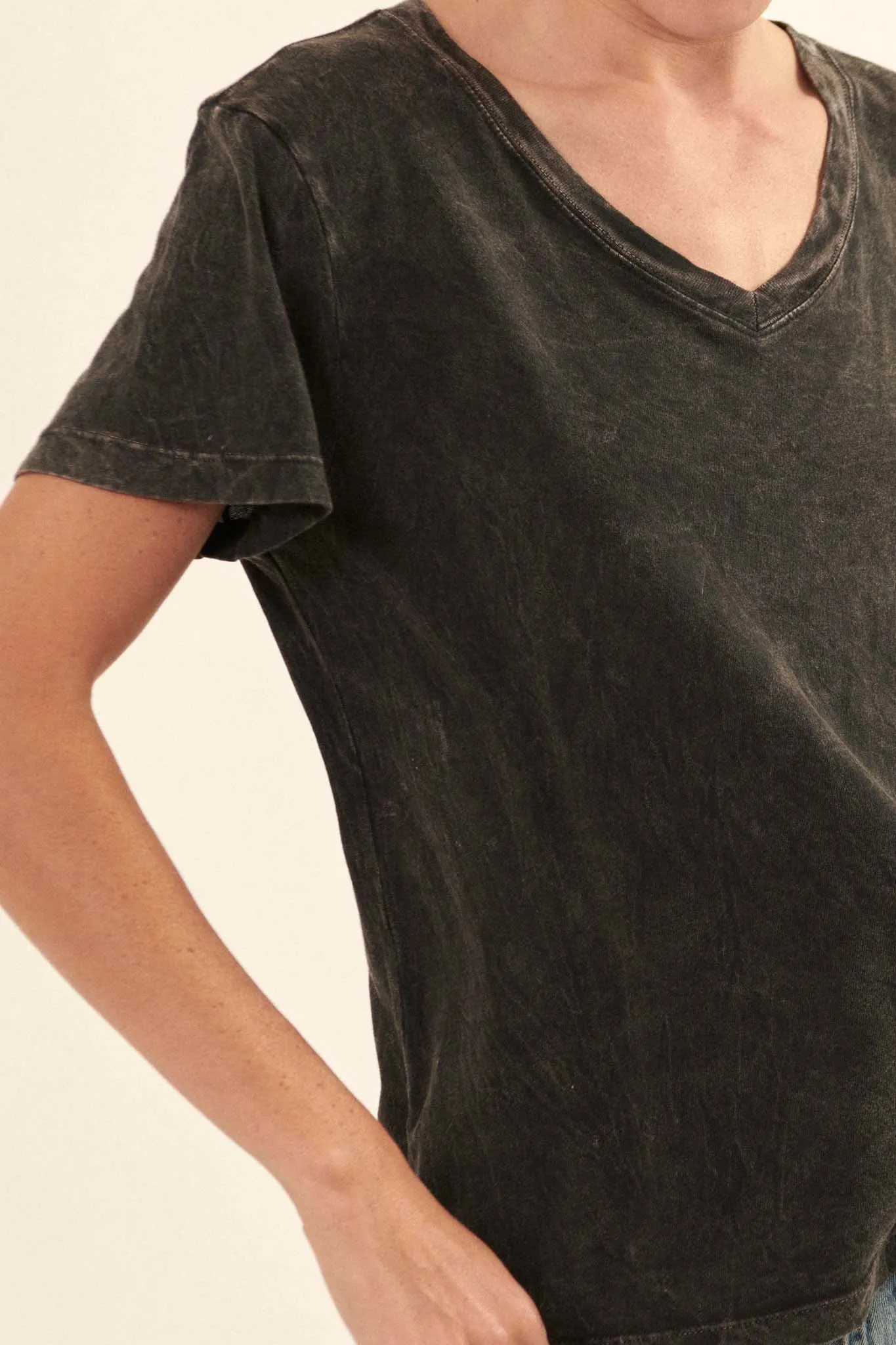 Forever Fave Vintage-Wash Cotton V-Neck Tee