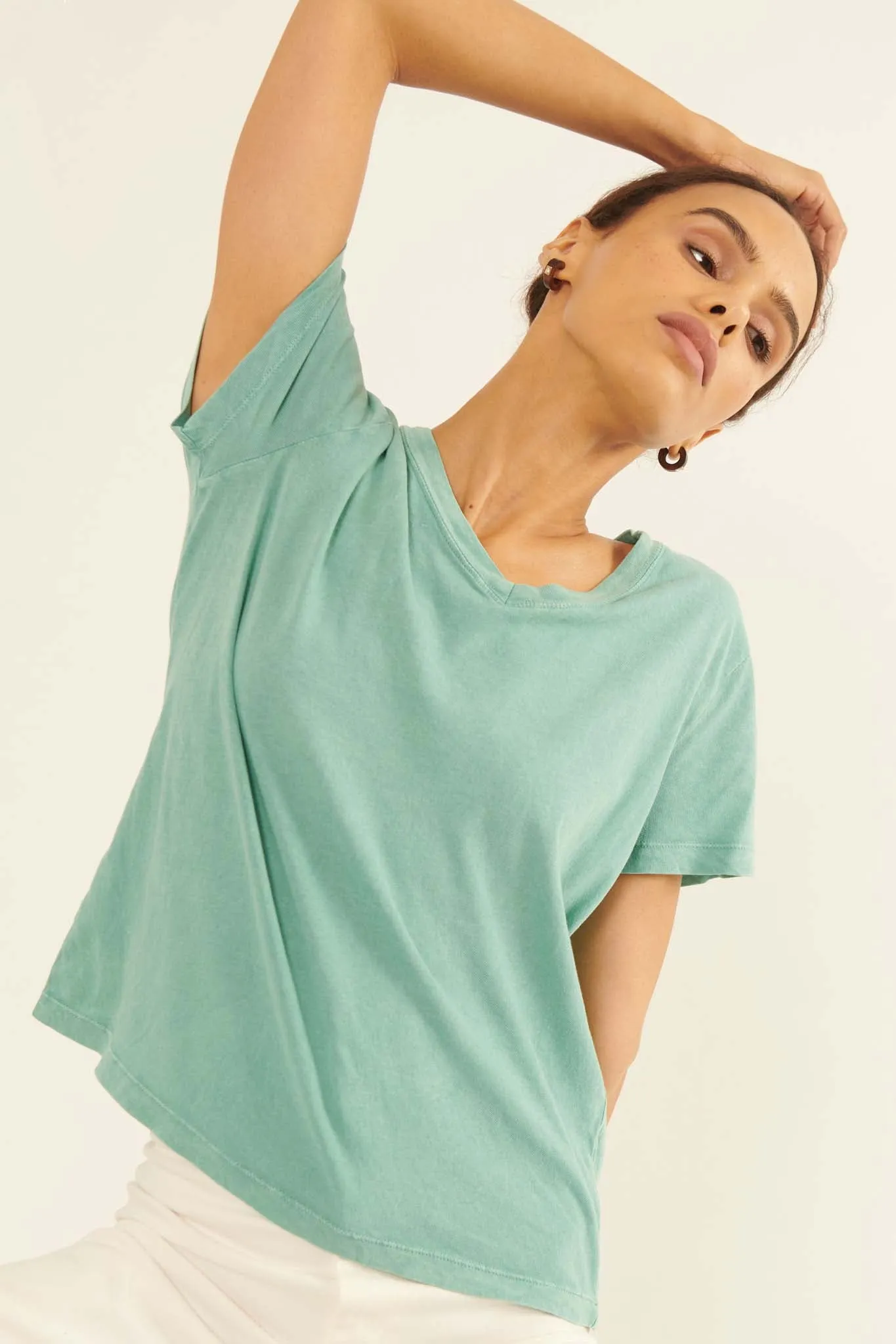 Forever Fave Vintage-Wash Cotton V-Neck Tee