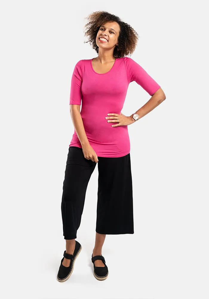 Fuchsia 1/2 Sleeve Round Neck Top