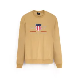 GA - Men 'Beige' Tonal Archive Shield Crew Neck Fleece Sweatshirt GA480