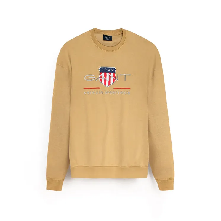 GA - Men 'Beige' Tonal Archive Shield Crew Neck Fleece Sweatshirt GA480