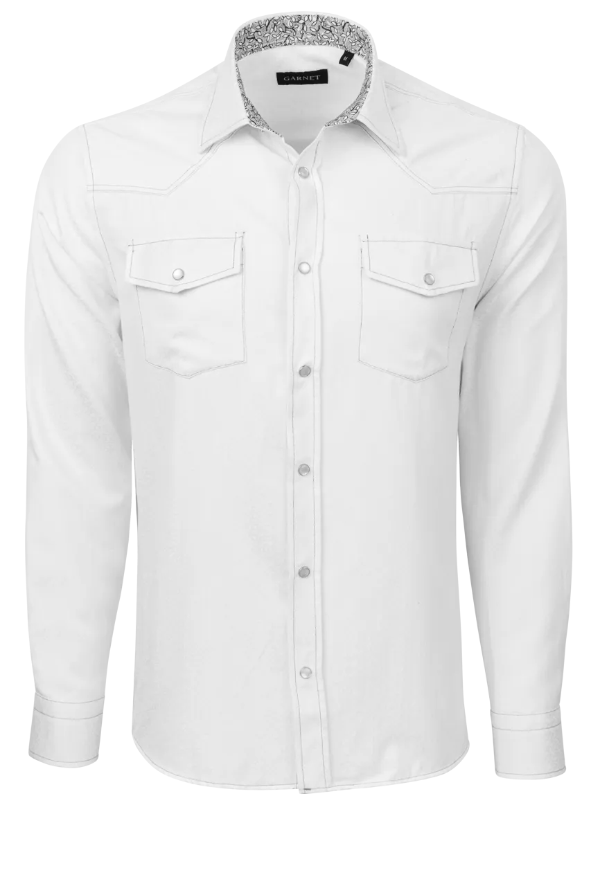 Garnet Snap Front Shirt - Solid White