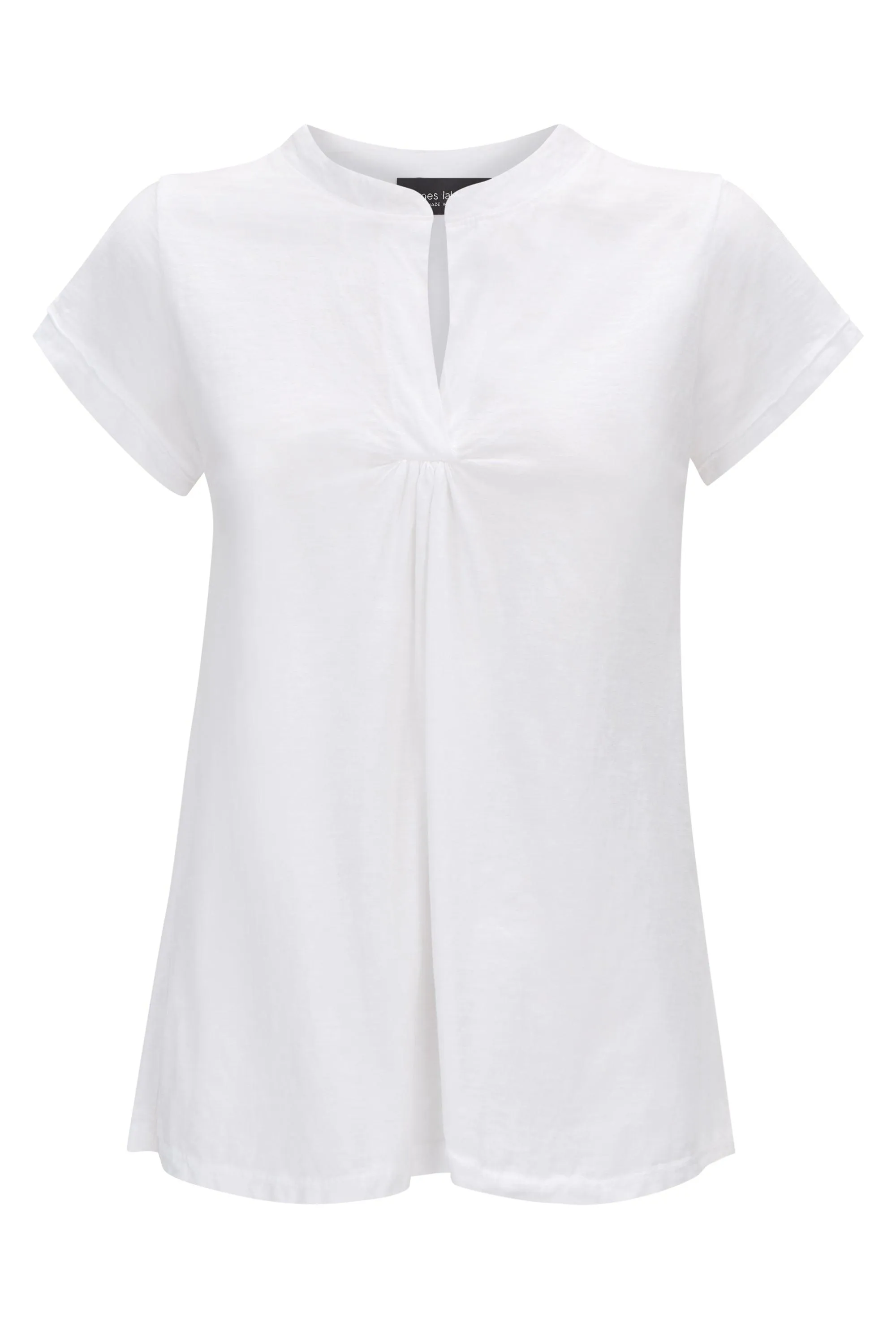 Gathered Mandarin Collar T-shirt