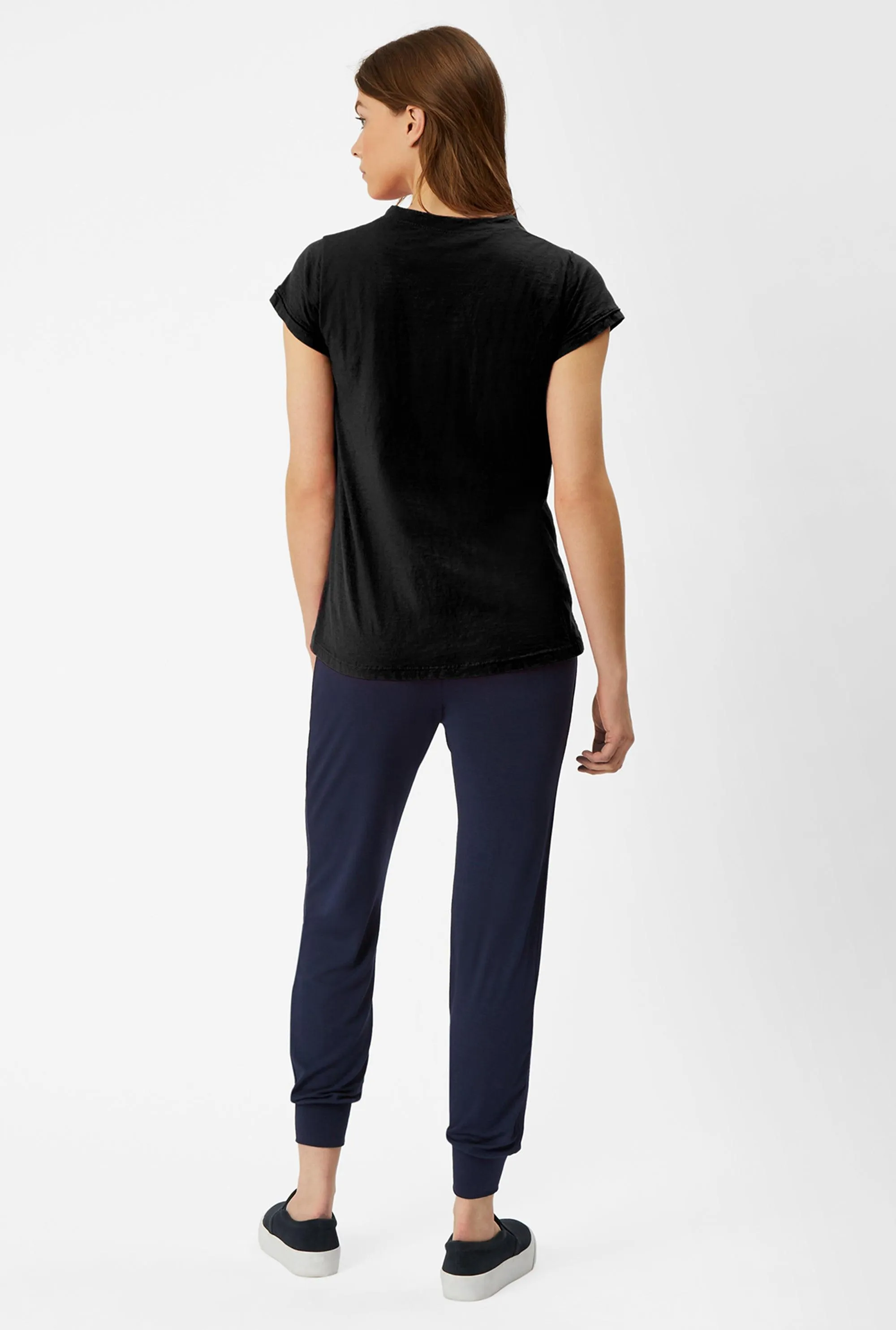 Gathered Mandarin Collar T-shirt