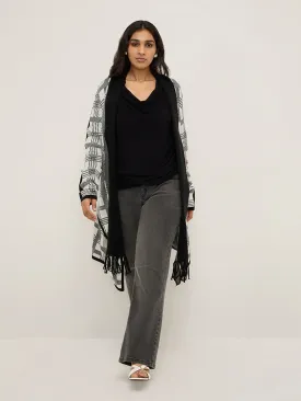 Gia Black & Grey Checkered Long Coat