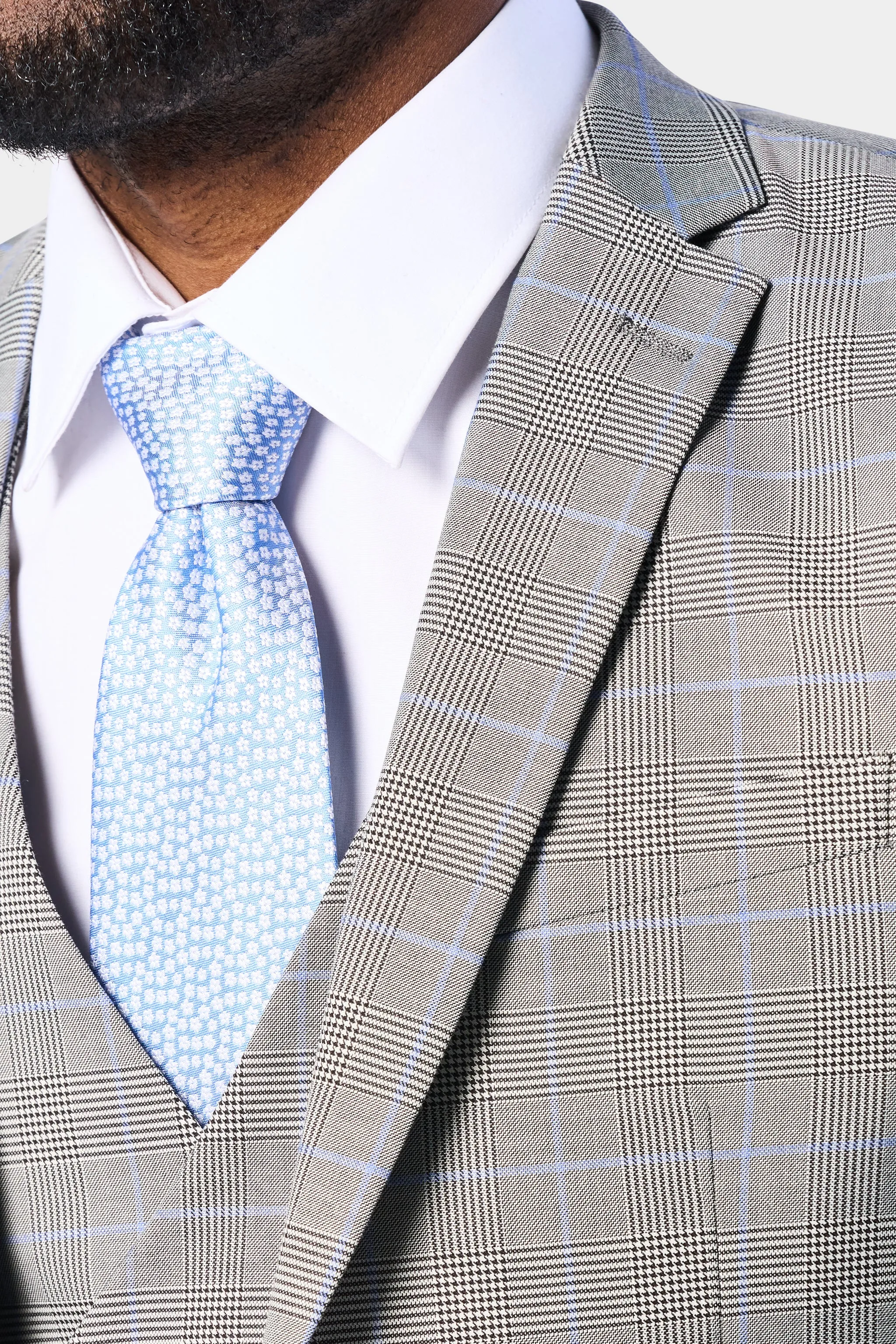 Gray and Blue Glenn Plaid 3 Piece Suit